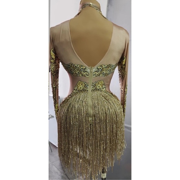 Gold rhinestone embellished leotard - Picture 5 of 6